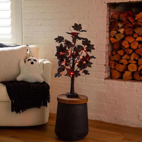 2 ft. Pre-Lit Artificial Halloween Black Maple Tree with 24-Orange & Purple LED Lights
