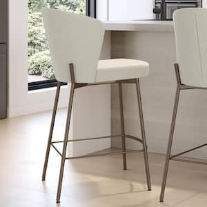 Camilla 27 in. High Back Counter Stool Cream Boucle Polyester / Bronze Metal