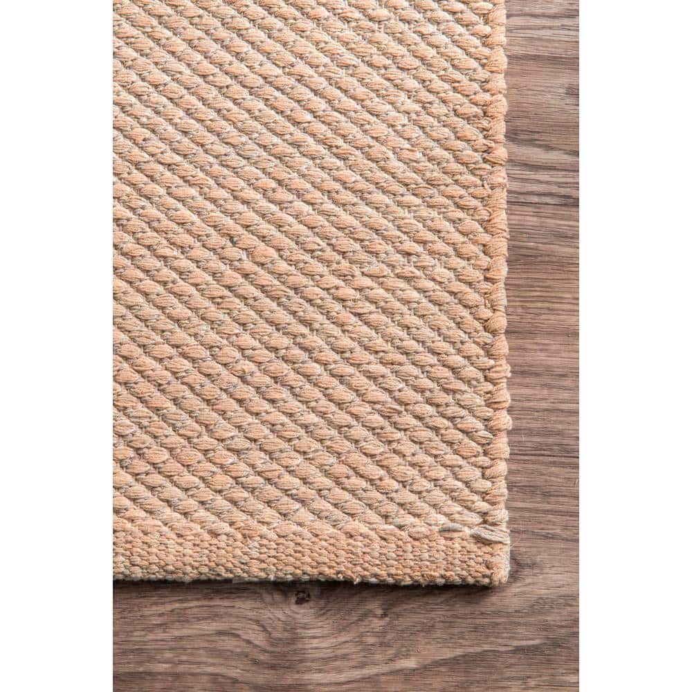 Beige 6' x 9' Handmade Cotton Flat Woven Area Rug