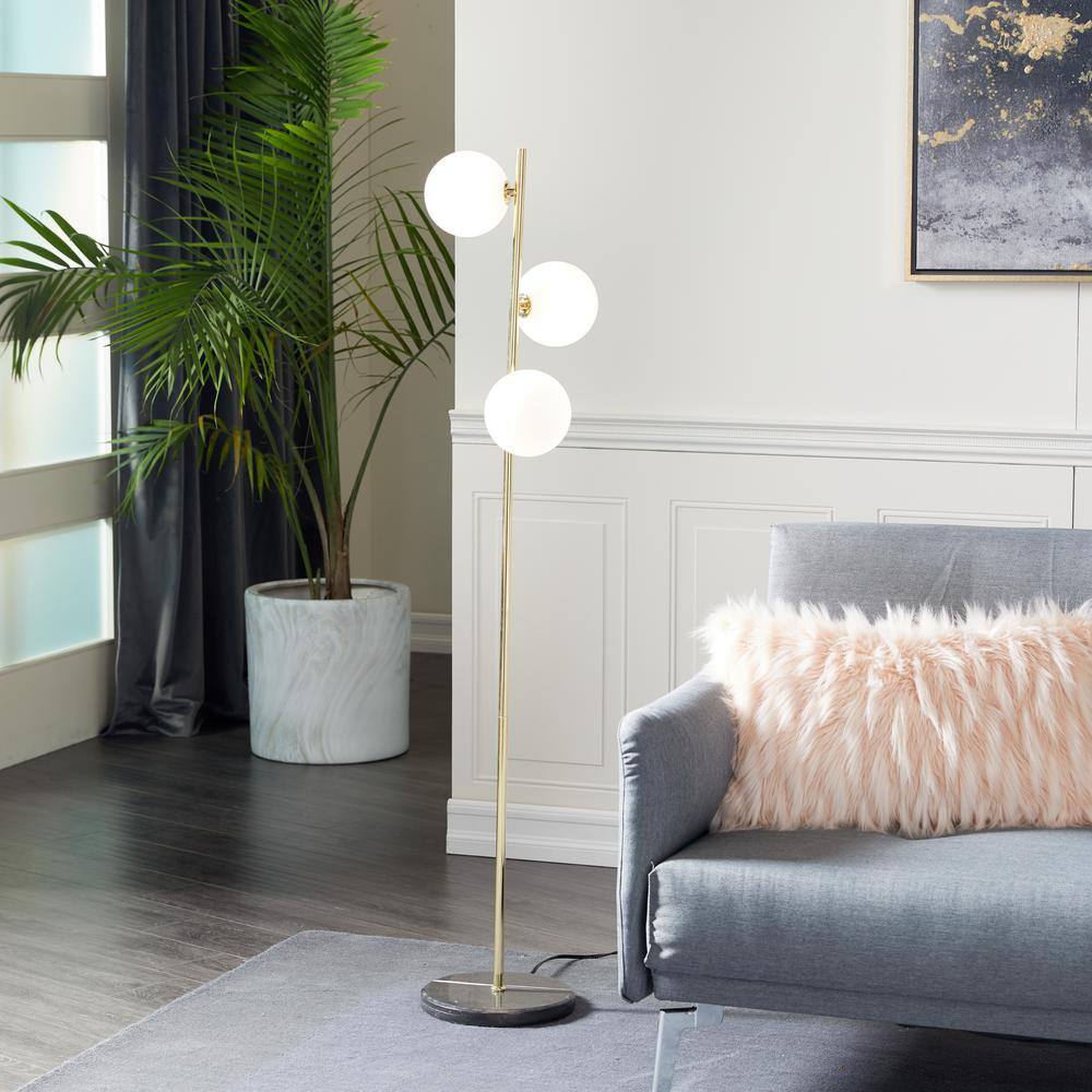 Gold and White 55" Modern Floor Lamp with Marble Base
