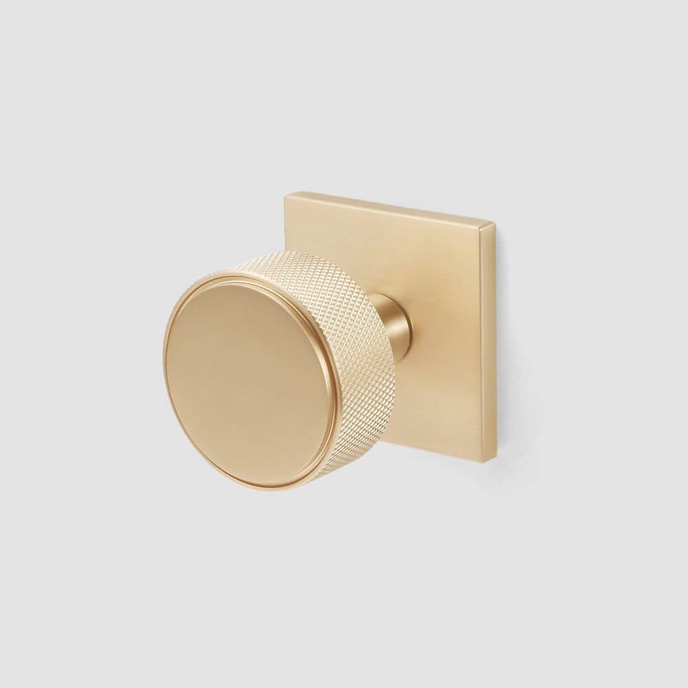 Taylor Champagne Gold - Brass Modern Flat Knurled Interior Door Knob, Square Plate and Concealed Screws (Double Dummy) price history on PriceWatchPro