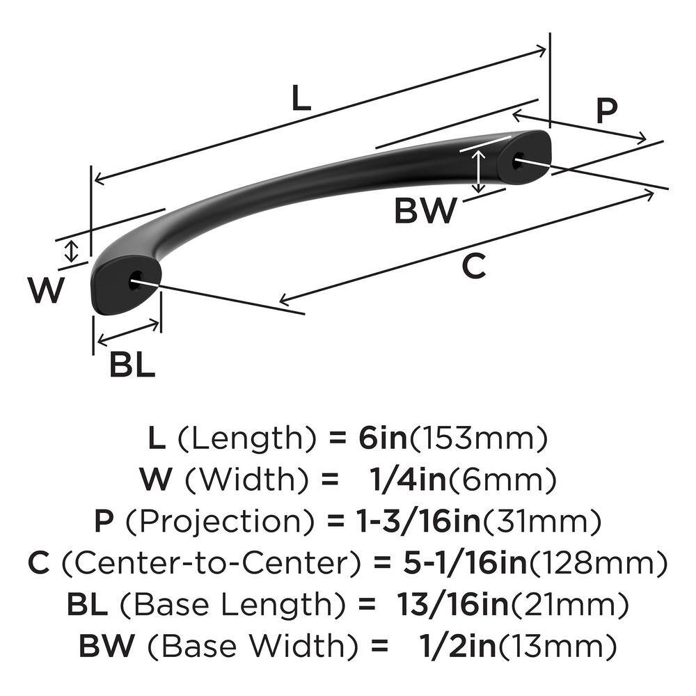 Matte Black 5-1/16 inch Modern Cabinet Pull with Mounting Hardware