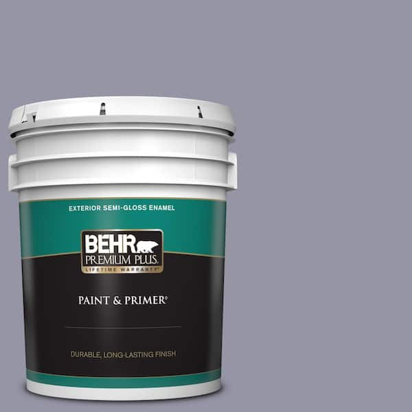 BEHR PREMIUM PLUS 5 gal. #640F-5 Ash Violet Semi-Gloss Enamel Exterior Paint & Primer