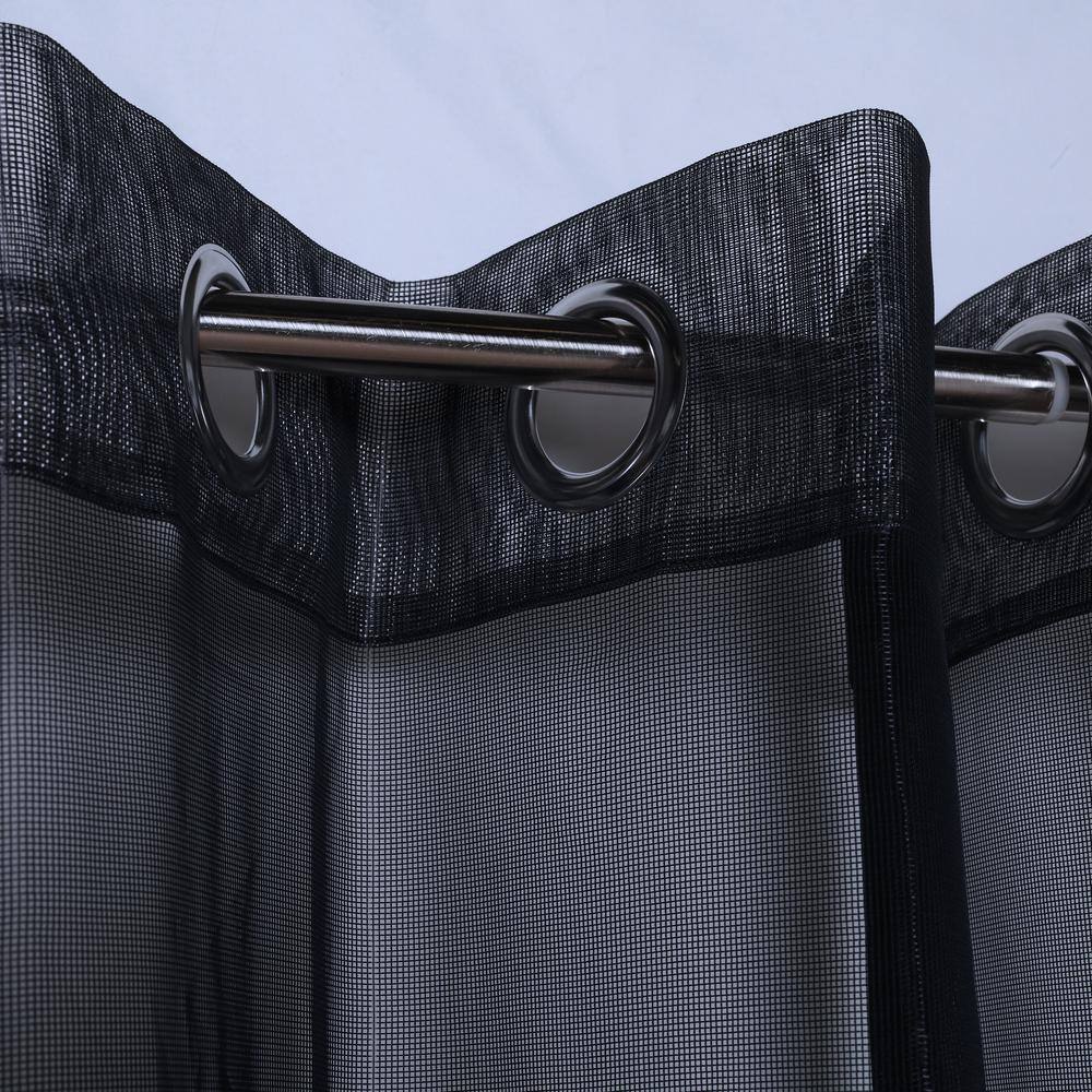 Black Light-Filtering Polyester Grommet Curtain Panel for Kitchen Windows