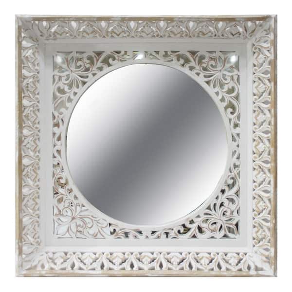 Manor Brook Newton 34 in. x 34 in. Rustic Square Framed Wall Mirror