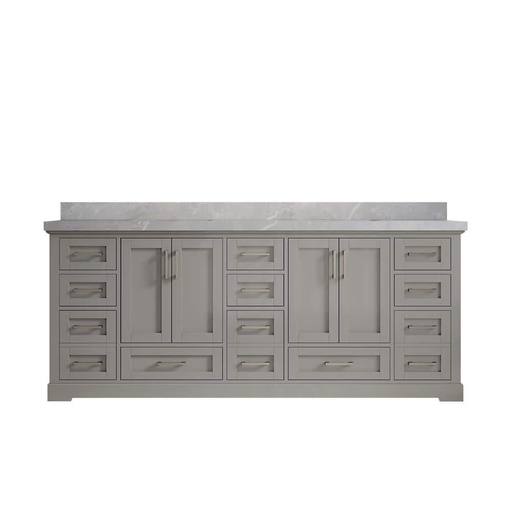 Boston 84 in. W x 22 in. D x 36 in. H Double Sink Bath Vanity in Elephant Gray with 2 in. Pearl Gray Quartz Top price history on PriceWatchPro