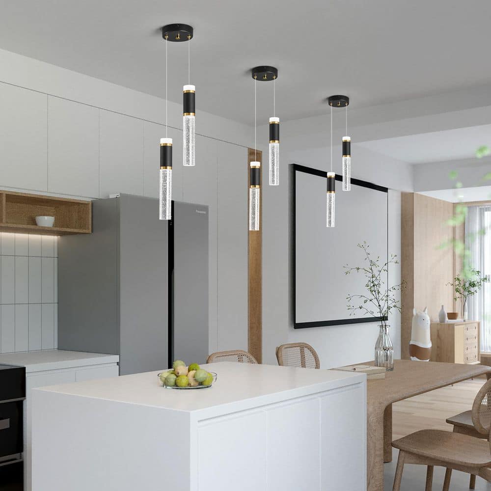 Home Lighting 12-Watts 2-Light Black Gold Modern Pendant Light Dimmable LED Bubble Crystal Light Fixture for Kitchen price history on PriceWatchPro