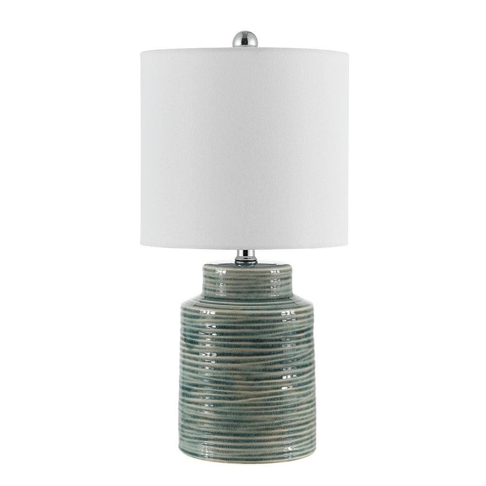 Boris Blue and Gray Glass Table Lamp with Drum Shade