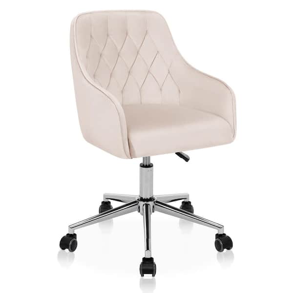 Hoffree Standard Fabric Swiveling Task Chair in Beige with Armrests
