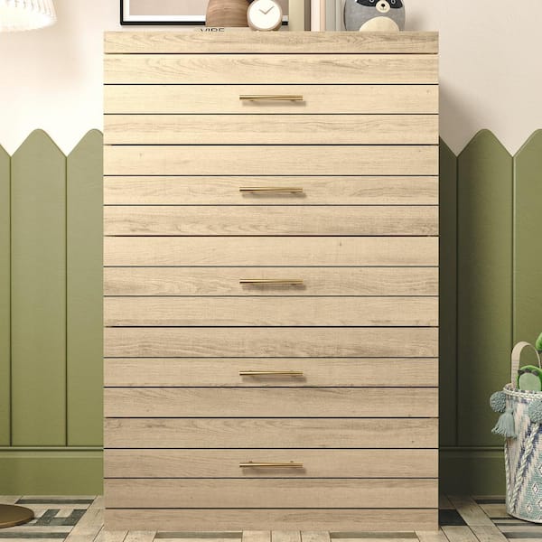 GALANO Pebbles 5-Drawers Oslo Oak 30.7 in. Wide Teen Chest of Drawer