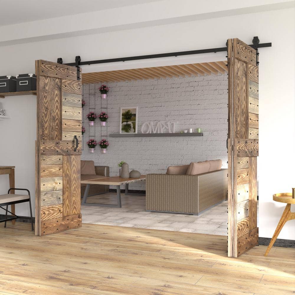 Coast Sequoia 72in. X 84in. Embossing Dark Multi Knotty Wood Bi-Fold Barn Door With Sliding Hardware Kit price history on PriceWatchPro