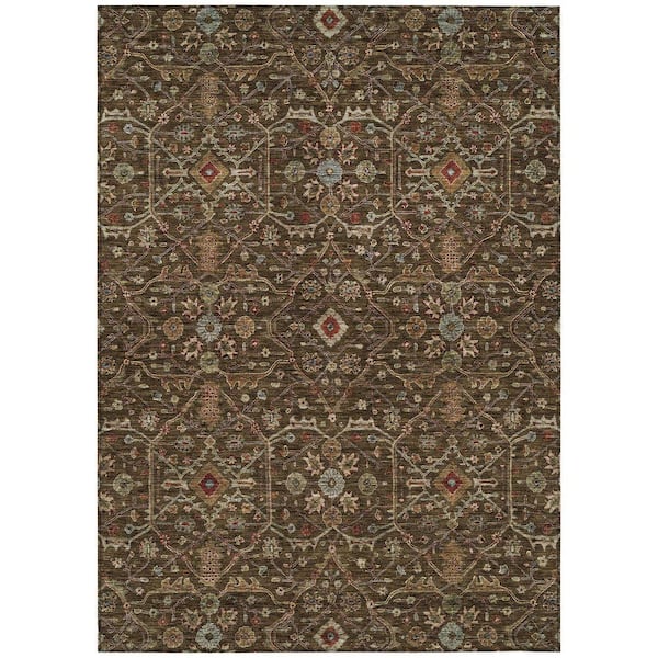 Chantille Machine Washable Indoor/Outdoor Abstract ACN1130 Chocolate 9 ft. x 12 ft. Area Rug