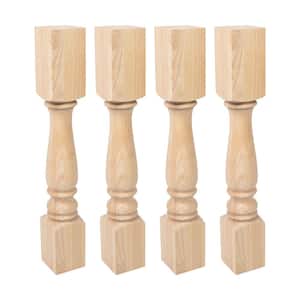 35.25 in. x 5 in. Unfinished Solid North American Hardwood Plain Full Round Kitchen Island Leg (4-Pack)