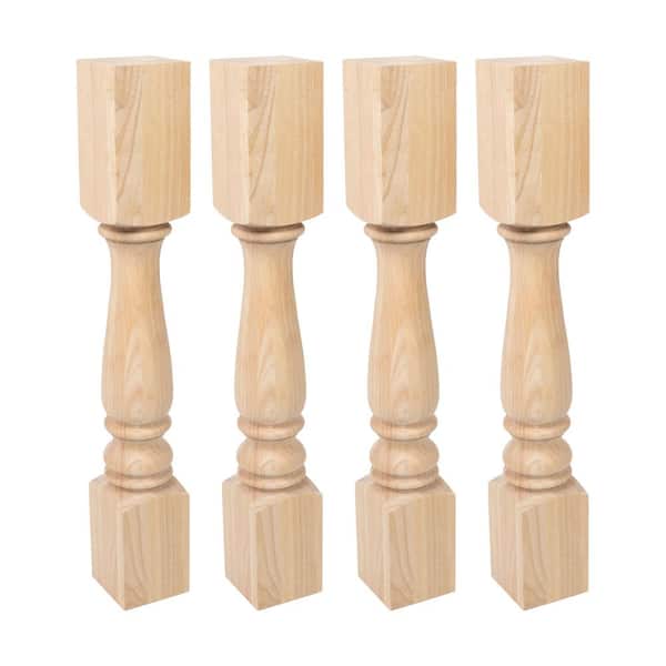 American Pro Decor 35.25 in. x 5 in. Unfinished Solid North American Hardwood Plain Full Round Kitchen Island Leg (4-Pack)