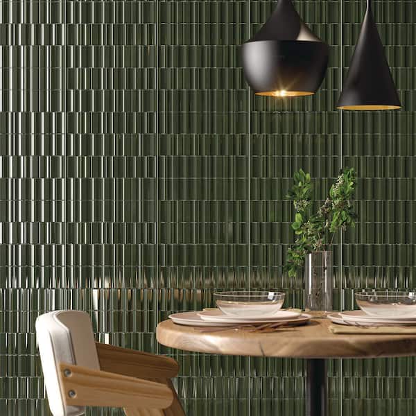 Jeffrey Court Tranquil Green 2.5 in. x 10 in. Glossy Porcelain