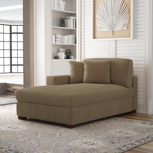 Uixe Camel Corduroy Polyester Left Arm Facing Sectional