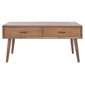 Mozart 37.75 in. Brown Wood Coffee Table with 2-Drawer