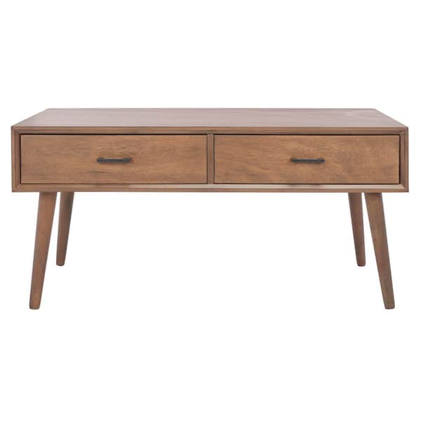 SAFAVIEH Mozart 37.75 in. Brown Wood Coffee Table with 2-Drawer