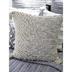 Beige 20 in. x 20 in. Throw Pillow for Couch Handloom Woven