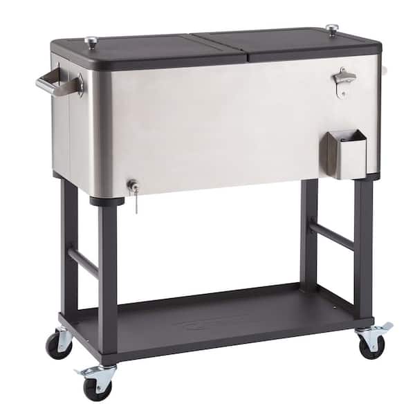 TRINITY 100 Qt./25 Gal. Stainless Steel Wheeled Cooler with Detachable Tub