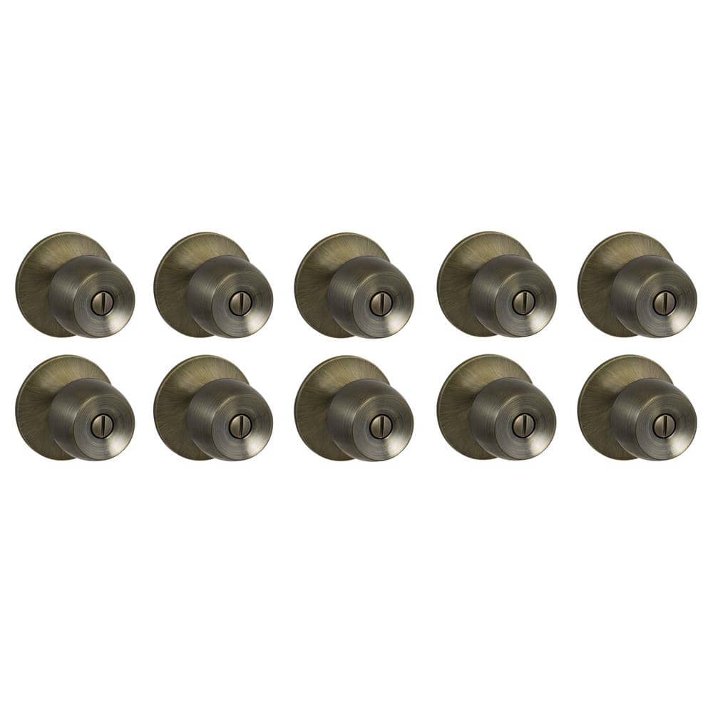 Brandywine Antique Brass Bed/Bath Door Knob (10-Pack)