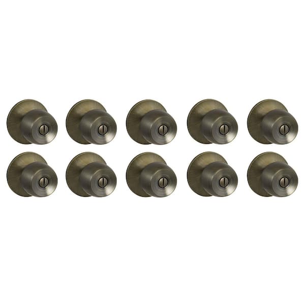 Defiant Brandywine Antique Brass Bed/Bath Door Knob (10-Pack)