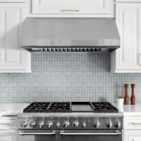 Llama Dog Bone Basketweave Silver Smoke/Calacatta Dot 10 in. x 10 in. Porcelain Mosaic Tile 7.1 sq. ft./Case