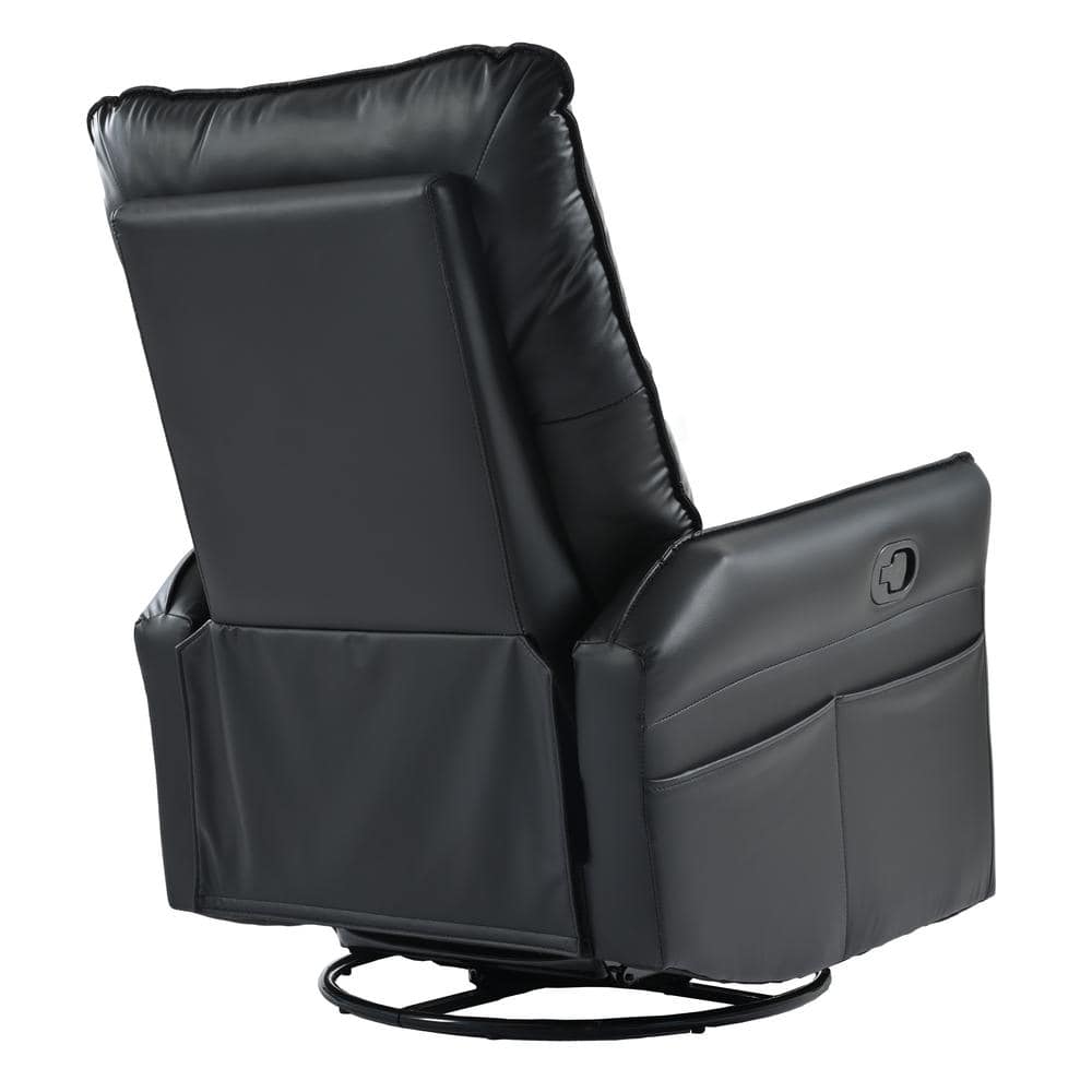 Black PU Metal Swivel Outdoor Rocking Chair for Bedroom, Living Room Chair 