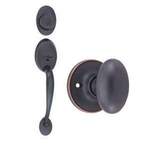 Design House Coventry Oil-Rubbed Bronze Door Handleset with Single Cylinder Deadbolt, Egg Knob Interior and Universal 6-Way Latch