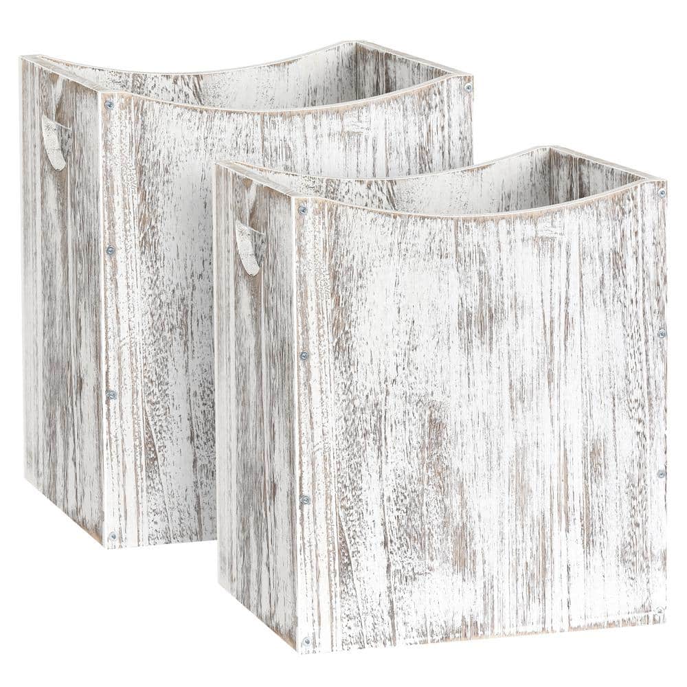 5.3 gal. Rustic Wood Trash Can Wastebasket with Handles, White-Brown, Set of 2 price history on PriceWatchPro