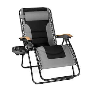 Gray 1-Piece Metal Outdoor Recliner