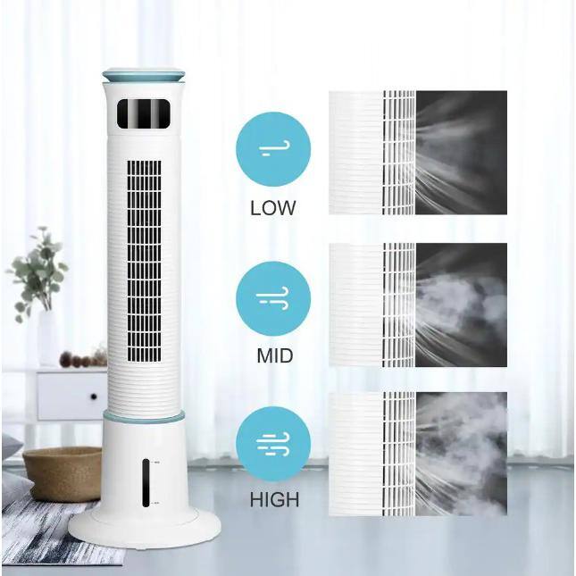 White 43" Bladeless Oscillating Misting Tower Fan with Remote