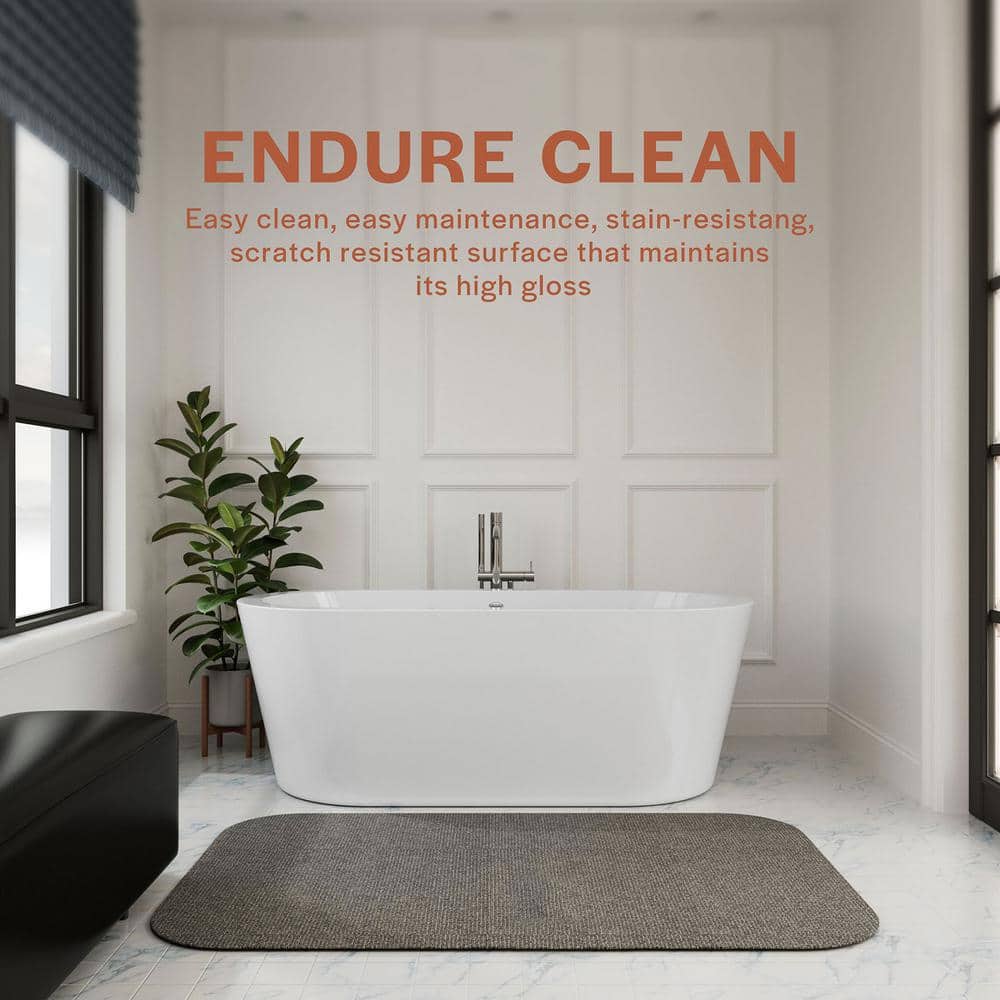 59'' White Acrylic Freestanding Soaking Bathtub