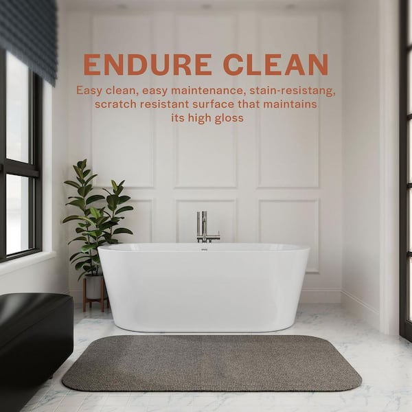 Empava 59 in. Acrylic Freestanding Bathtub Flatbottom Deep Soaking