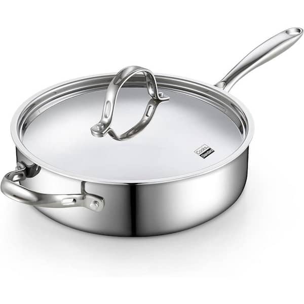 4 qt. Multi-Ply Clad Stainless Steel Deep Saute Pan with Lid, 10.5-Inch