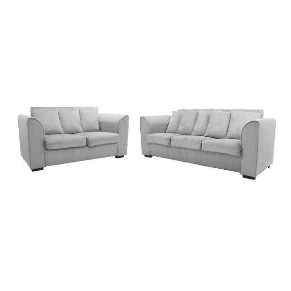 wetiny 2-Piece rectangle fabric Top Gray Living room set