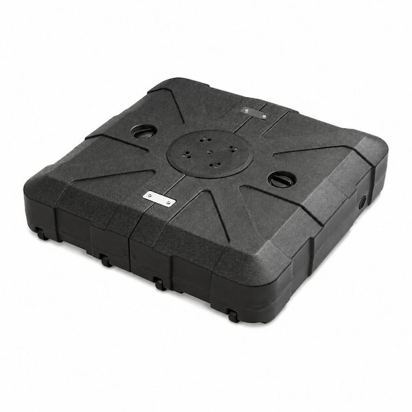 350 lb. Fillable Square HDPE Offset Cantilever Patio Umbrella Base in Black, Sand and Water Filled