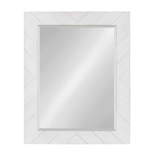 DesignOvation Medium Rectangle White Beveled Glass Classic Mirror (29.5 in. H x 23.5 in. W)