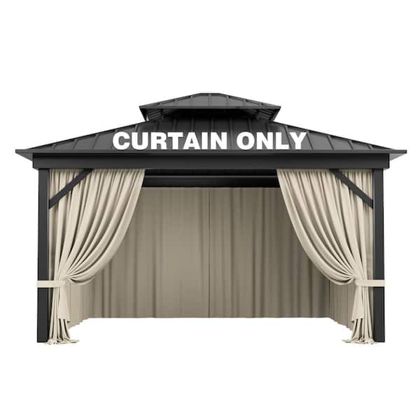 10 ft. x 12 ft. Universal Outdoor Privacy Curtains, Gazebo Curtain Replacement with Zipper Cream (4-Side Curtain Only)