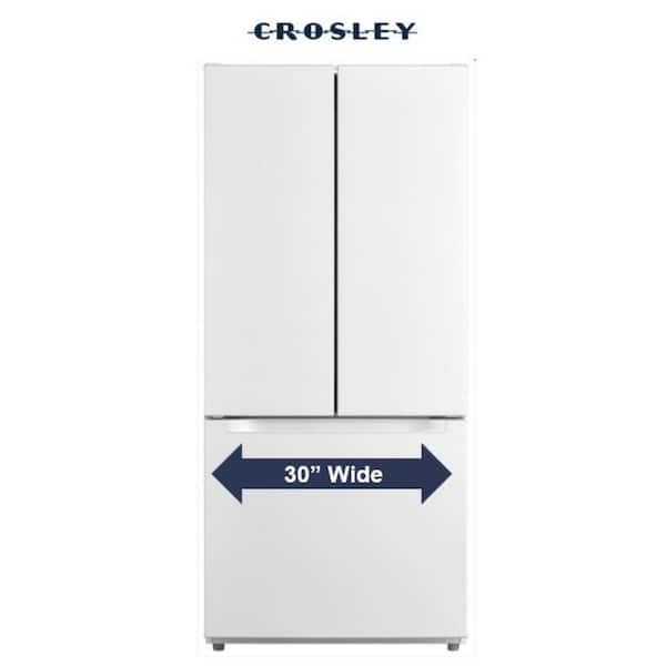 30 in. 18.4 cu. ft. French Door with Pocket Handle Design with Adjustable Door Bins and Ice Maker Ready in White