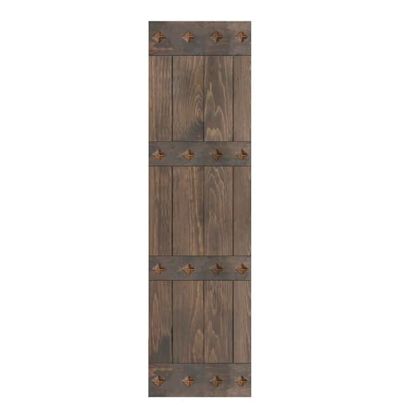 ISLIFE Mid-Century Style 24 in. x 84 in. Smoky Gray Finished Solid Wood Sliding Barn Door Slab - Hardware Track NOT Included