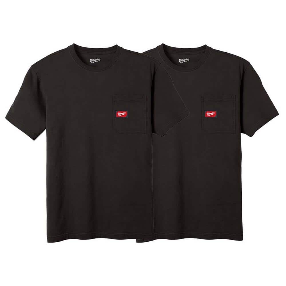 Men's Small Black GRIDIRON Cotton/Polyester Short-Sleeve Pocket T-Shirt (2-Pack) price history on PriceWatchPro