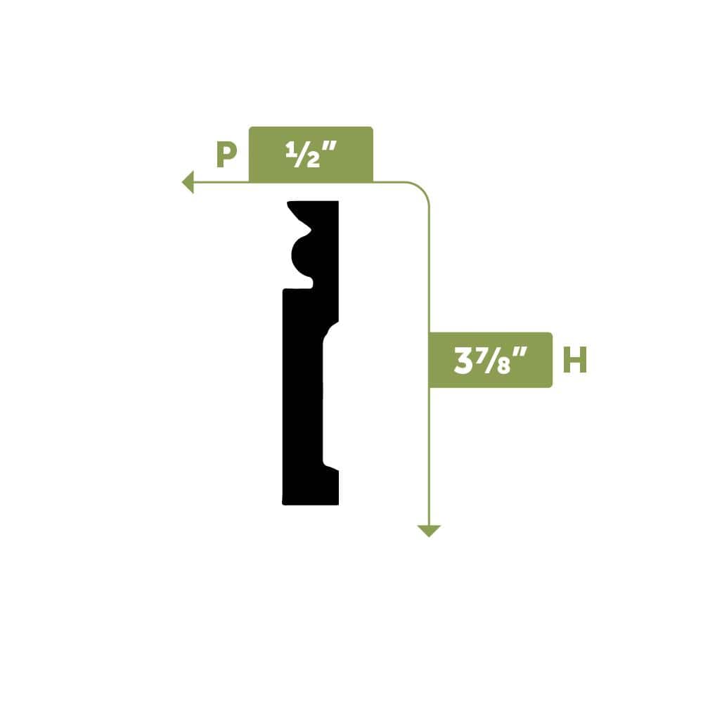 Gray Polyurethane 94.5 in Baseboard Moulding with Decorative Trim