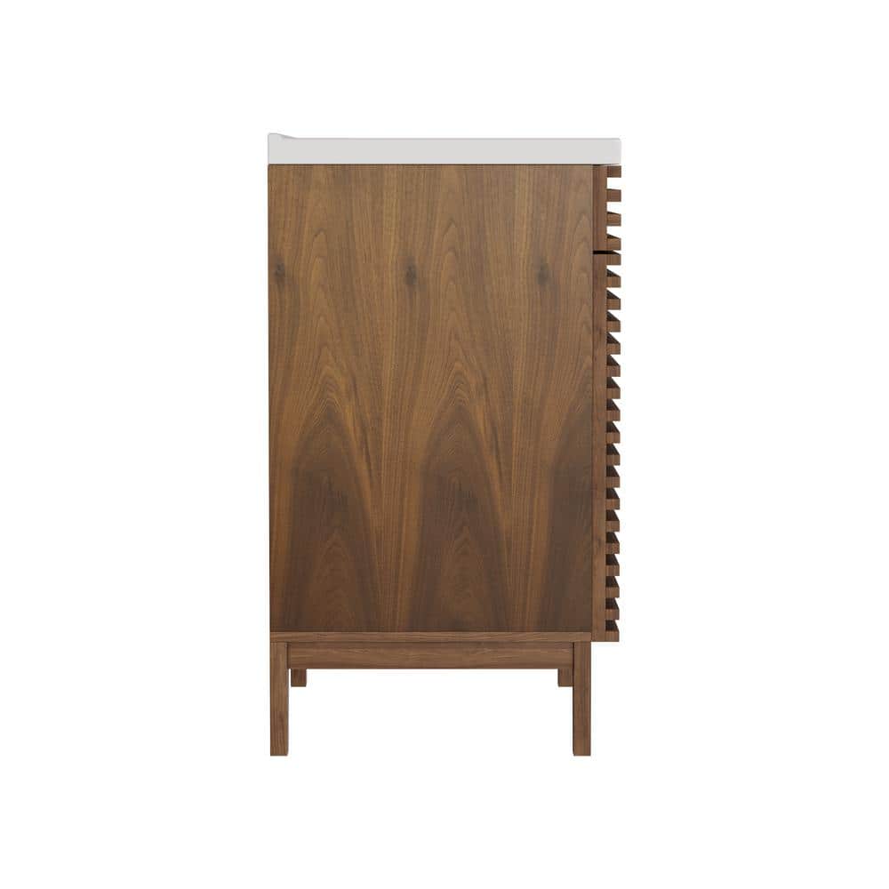 24" Walnut Freestanding Bathroom Vanity with Ceramic Sink