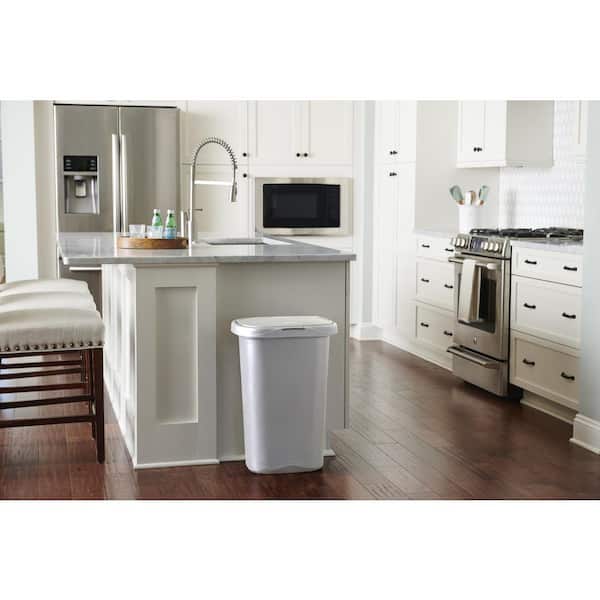 13 Gal. White Spring-Top Plastic Indoor Trash Can For Kitchen/Offices/Classrooms/Household Environments
