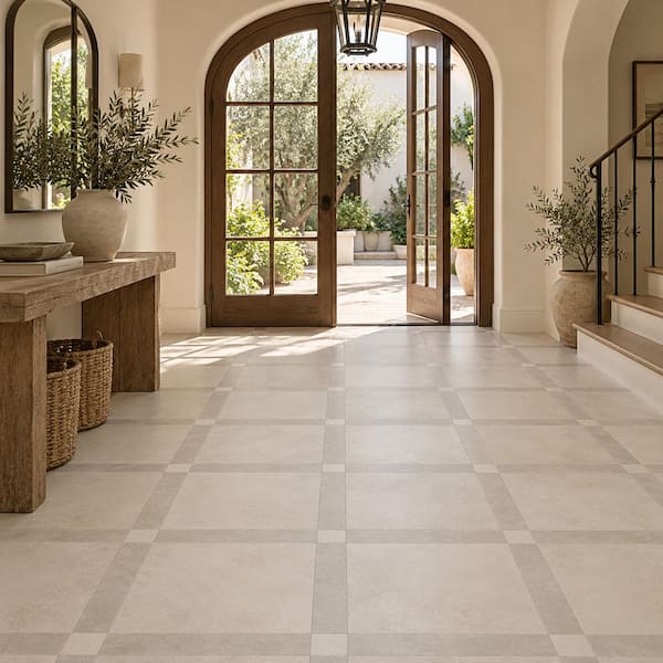Villa Bianca Checkerboard Look 17 in. x 17 in. Matte Porcelain Floor and Wall Tile (14.8 sq. ft./Case)