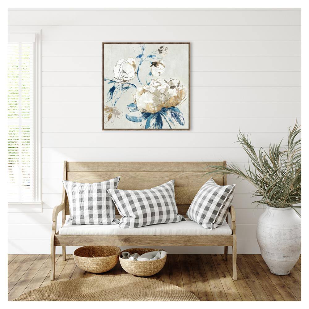 Gold Rosa II 30" Floral Canvas Print with Bronze Frame