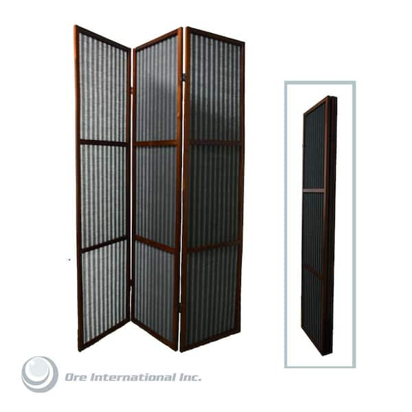 Unbranded 5.85 ft. Walnut 3-Panel Room Divider