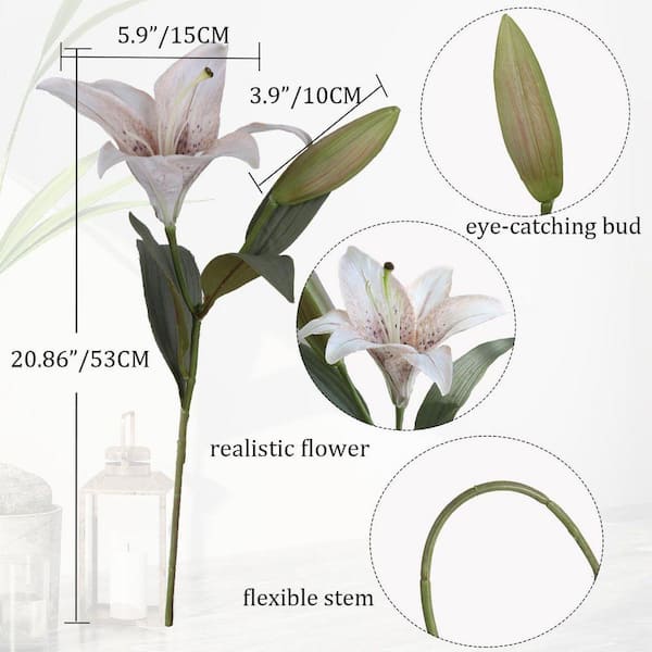 Angel Sar Vintage 20.86 in. White Silk Indoor Artificial Lily