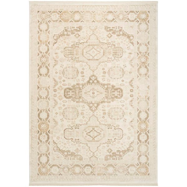 Pardis Ivory Beige 4 ft. x 6 ft. Center medallion Traditional Area Rug